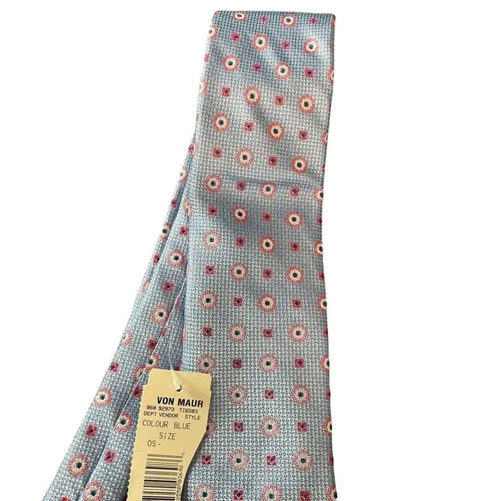 Forsyth Mens Blue Pink 100% Silk Hand Sewn Necktie Neck Tie Textured NWT Career
